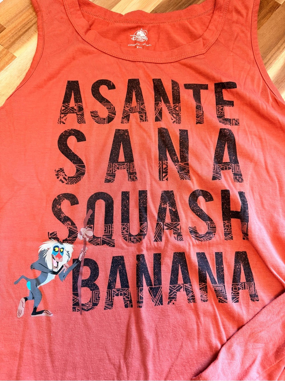 Disney Coral Tank Top with Rafiki Graphic & Black Text